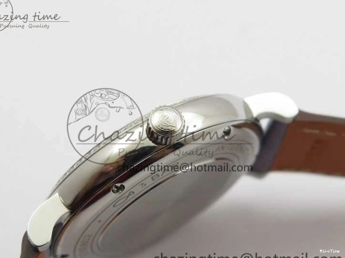 MIROTIME 0227 Attractive Portofino 37mm SS V7F 1:1 Best Edition Gray Dial Diamonds Bezel on Gray Leather Strap A 7091